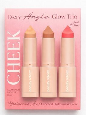 Every Angle Glow Trio Cheek Sticks - Pink/Peach/Champagne